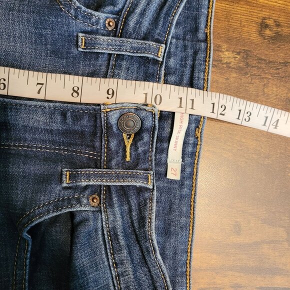 Levi's Jeans Size 27 High Rise Skinny 721 Medium Dark Wash Stretch Denim Western - Picture 9 of 11